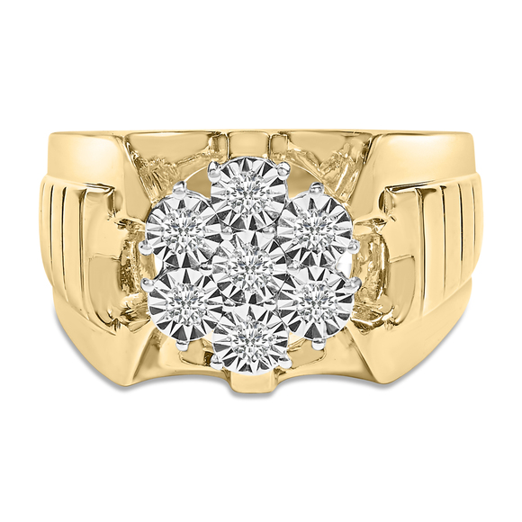 14K Yellow Gold Plated .925 Sterling Silver 1/3 Cttw Miracle-Set Floral